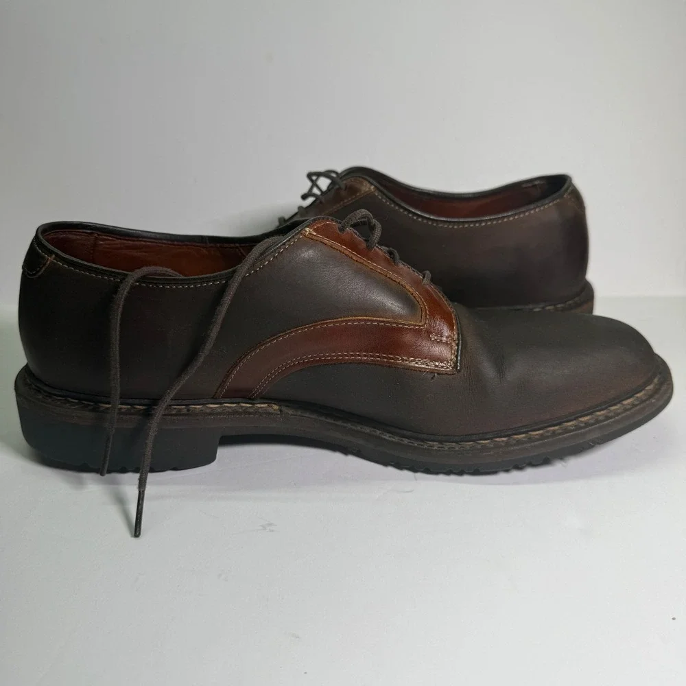 Allen Edmonds Berkshire Derby Shoes Mens 9 B Brown Leather Two Tone USA 4544